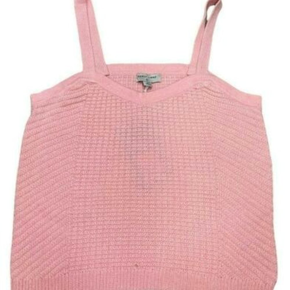 Sandy Liang Women's Pale Pink Waffle Knit Sweater Tank Top XL